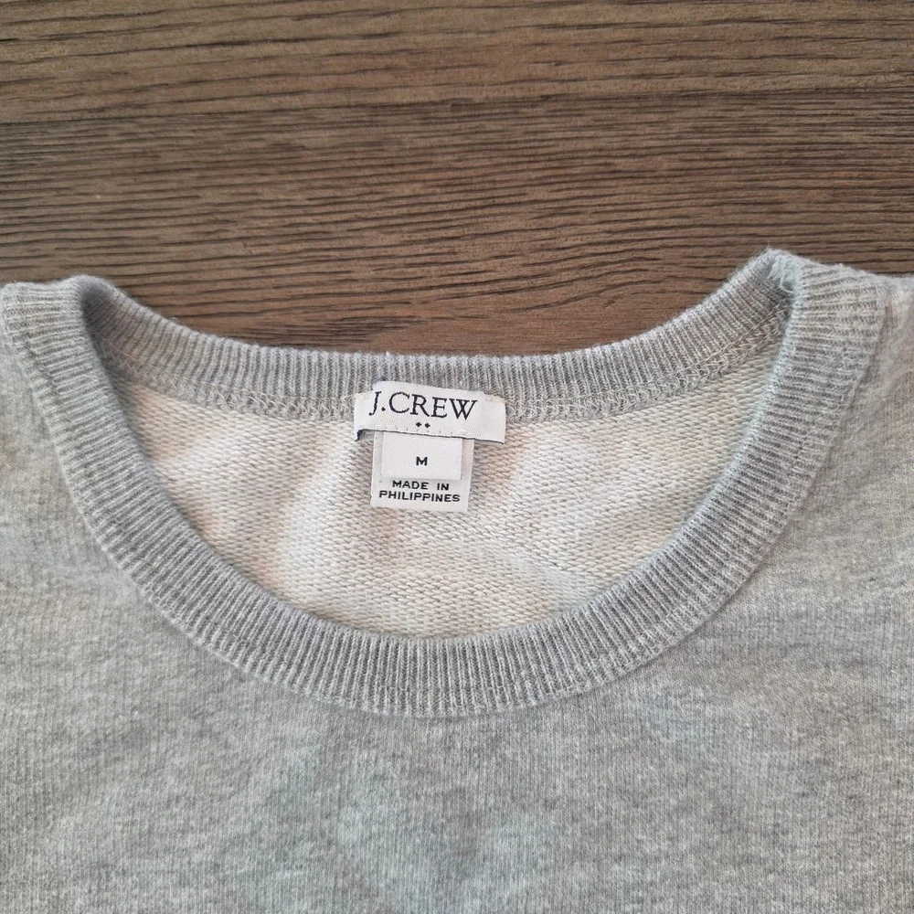 J.Crew Gray Scalloped Eyelet Trim Cotton French Terry Sweatshirt M